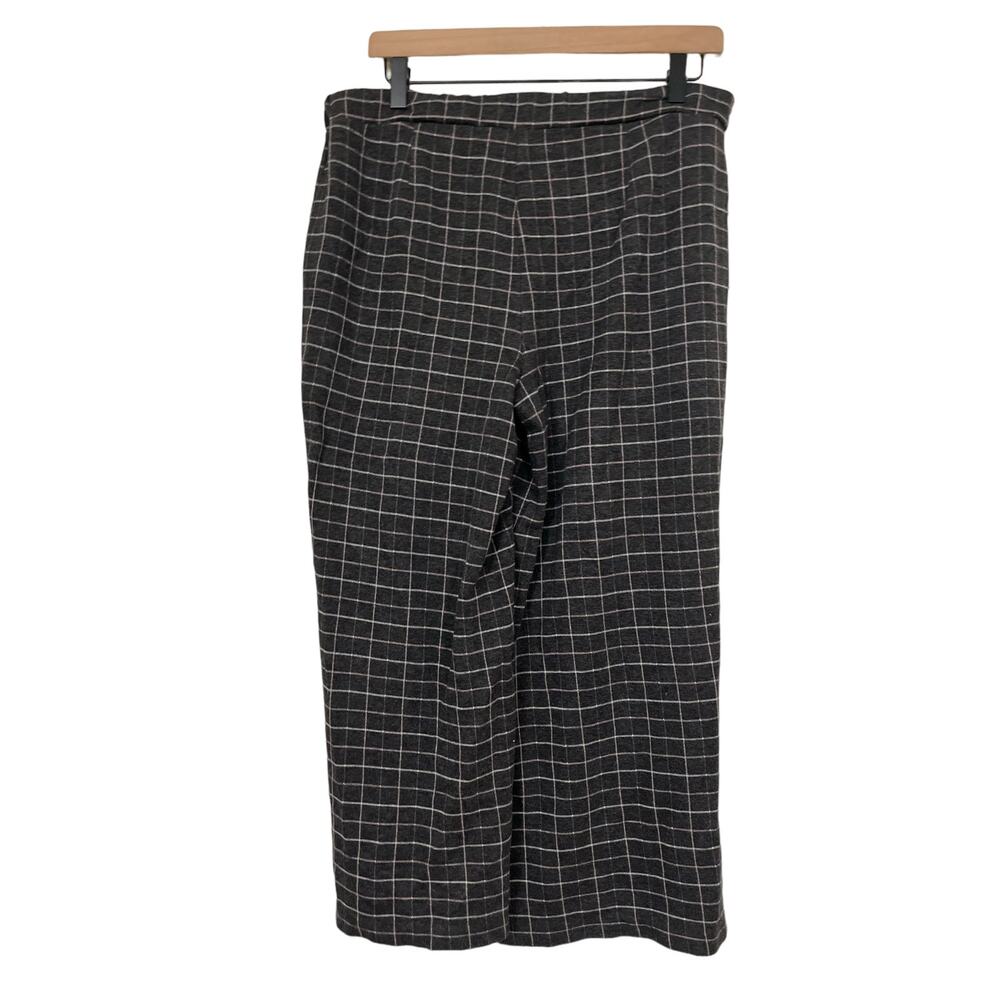 J Jill Womens Pante Full Leg Cropped Pull On Pants Size Medium Gray Checked